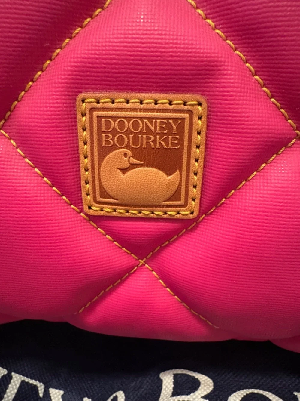 Dooney & Bourke Fuchsia Quilted Satchel with Tan Leather Trim - Picture 3 of 12